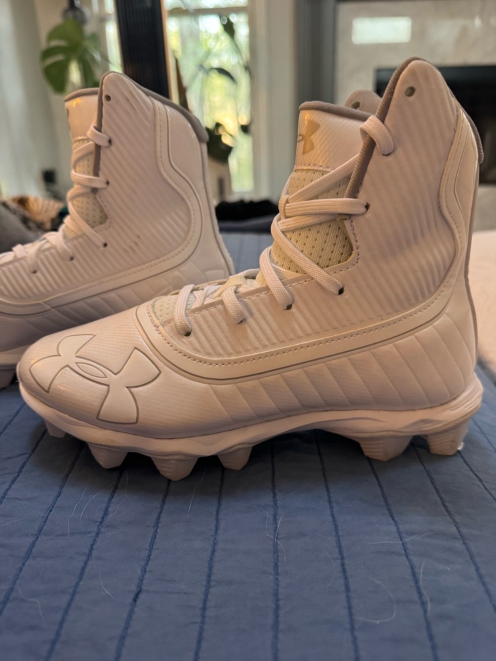 Under Armour All-White Highlight Football Cleats 3Y